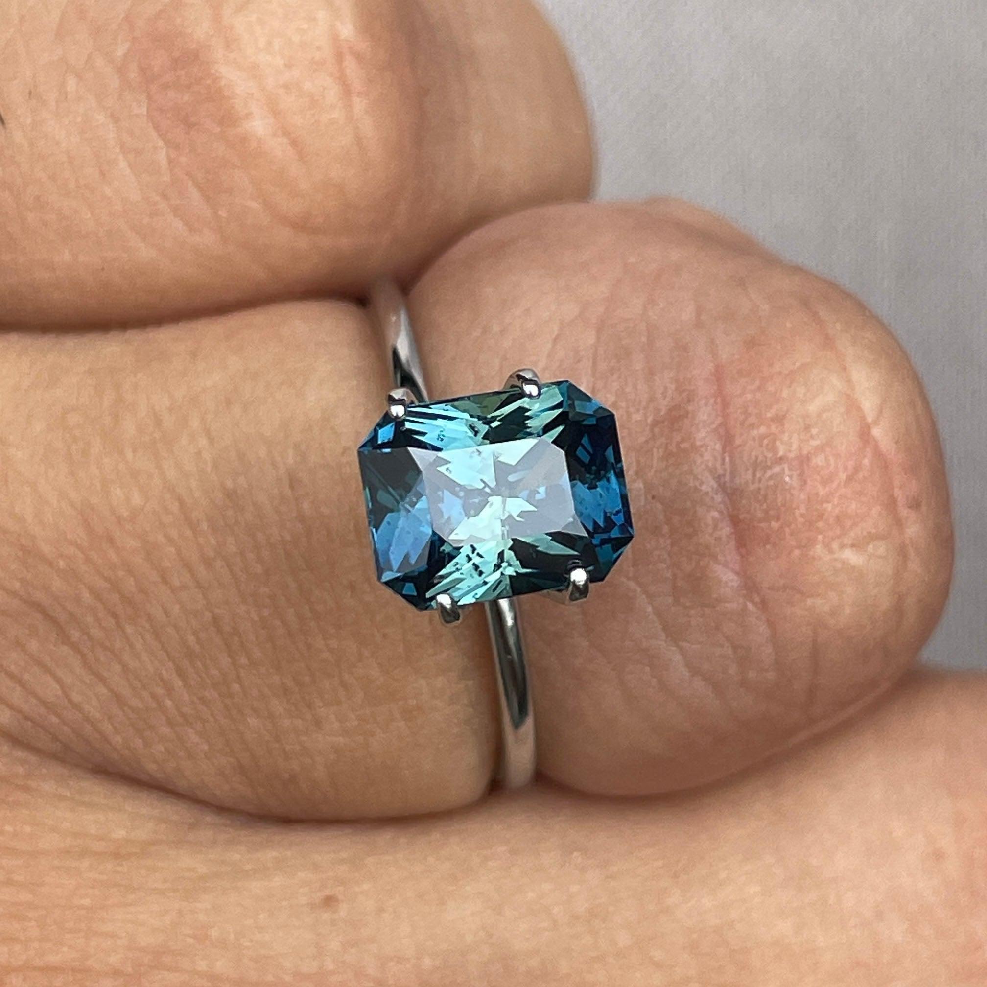 loose teal sapphire emerald radiant cut