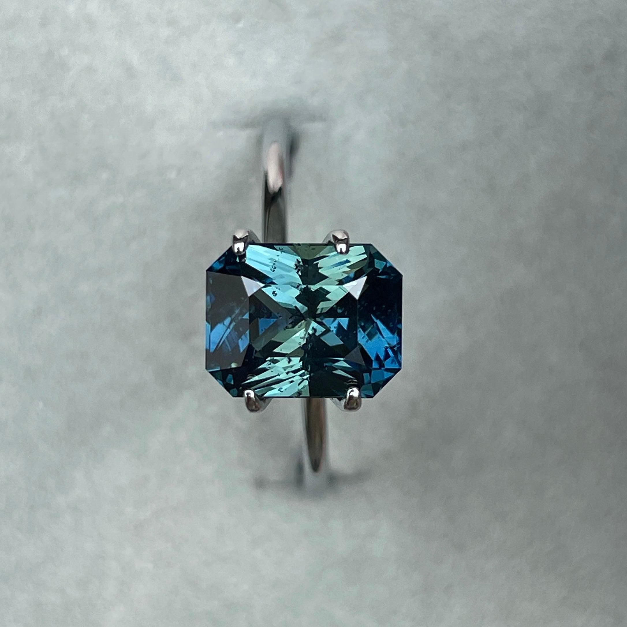 loose teal sapphire emerald radiant cut