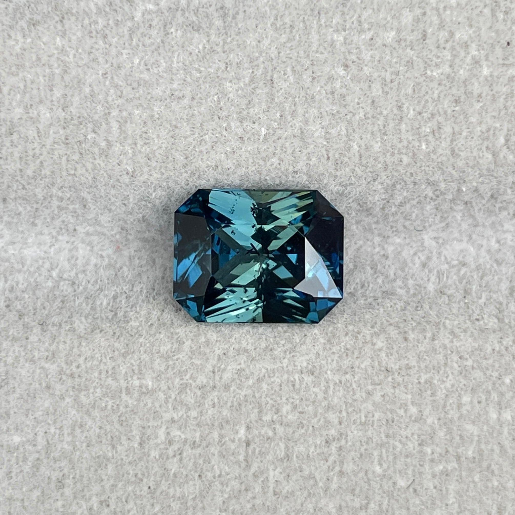 loose teal sapphire emerald radiant cut