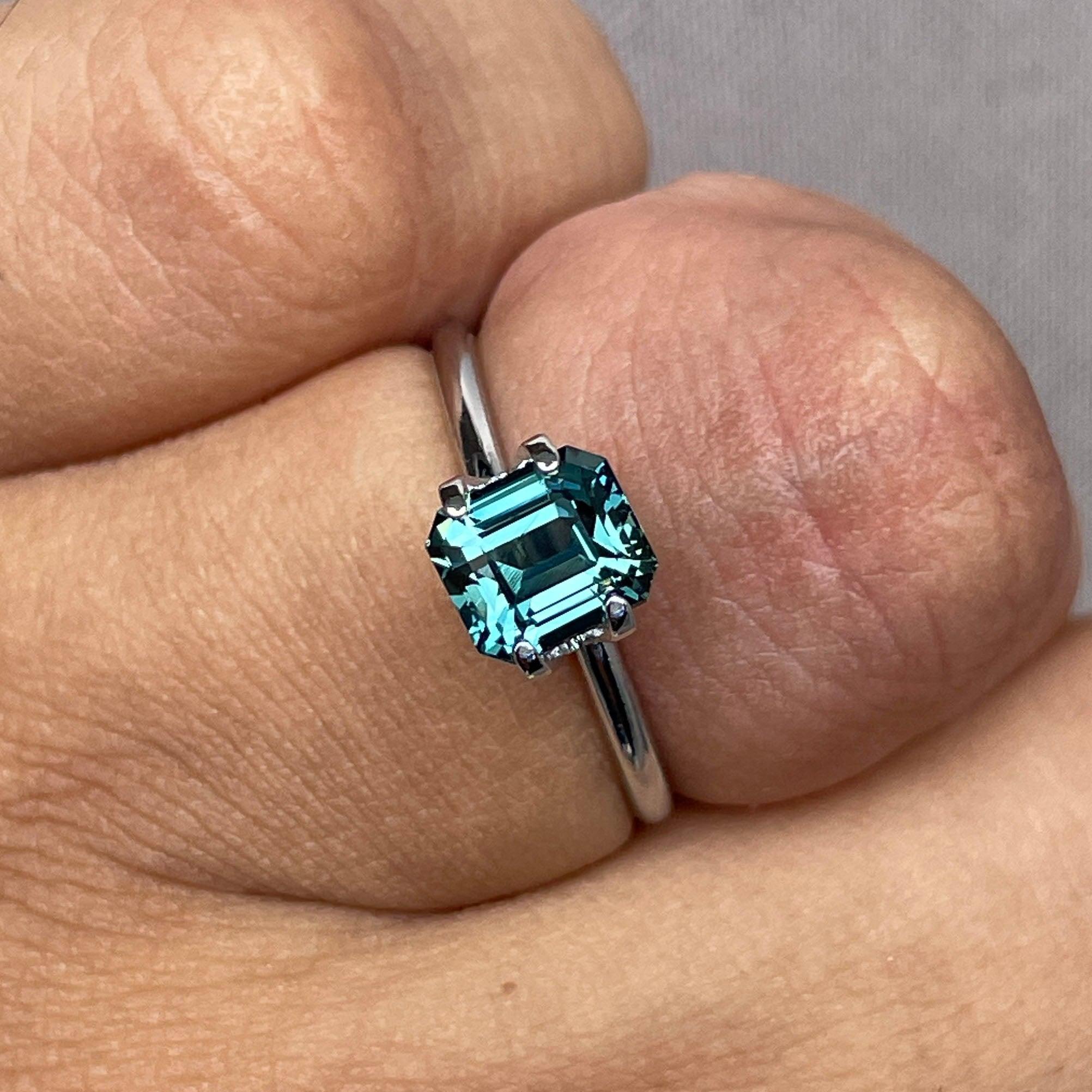 loose teal sapphire emerald radiant cut