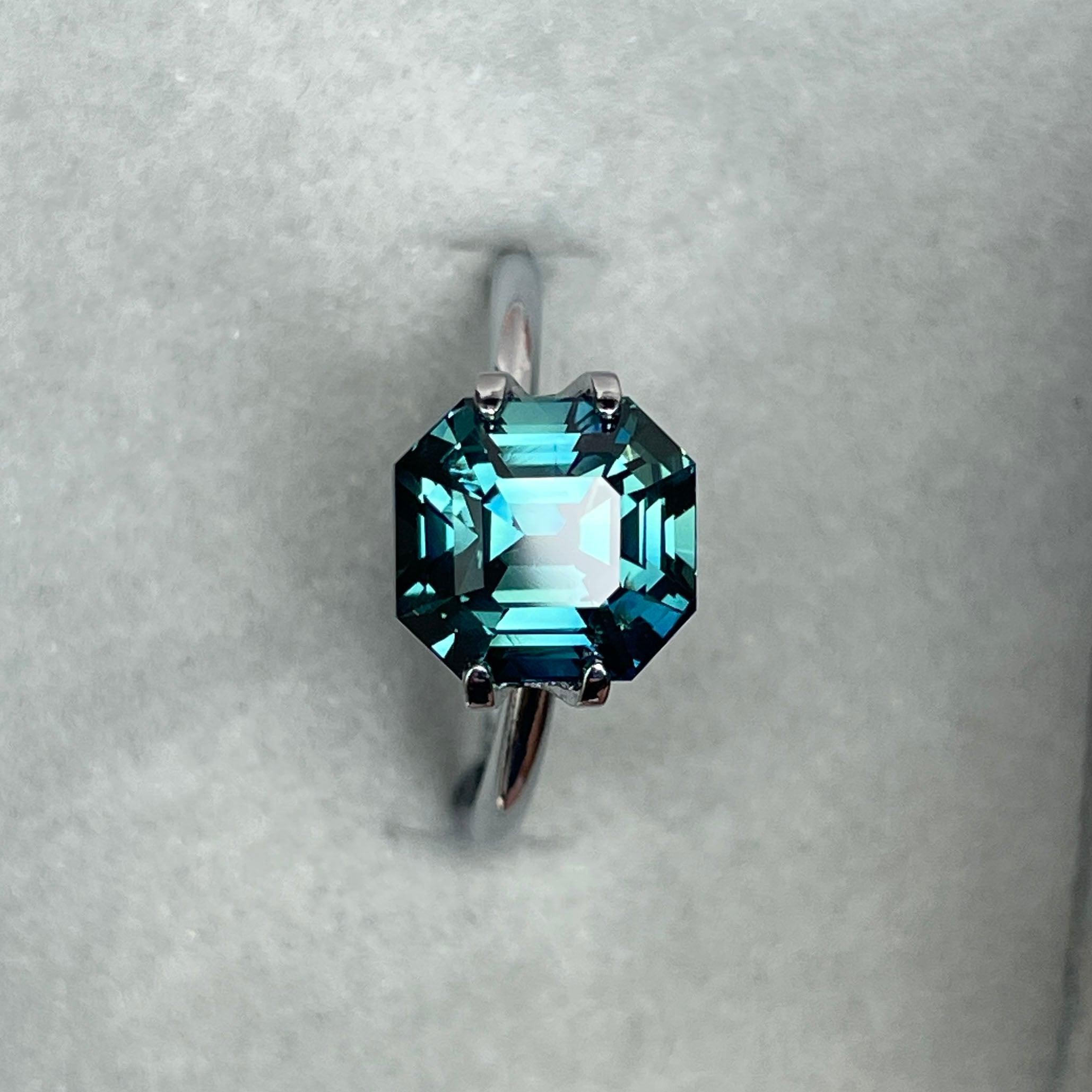 loose teal sapphire emerald radiant cut