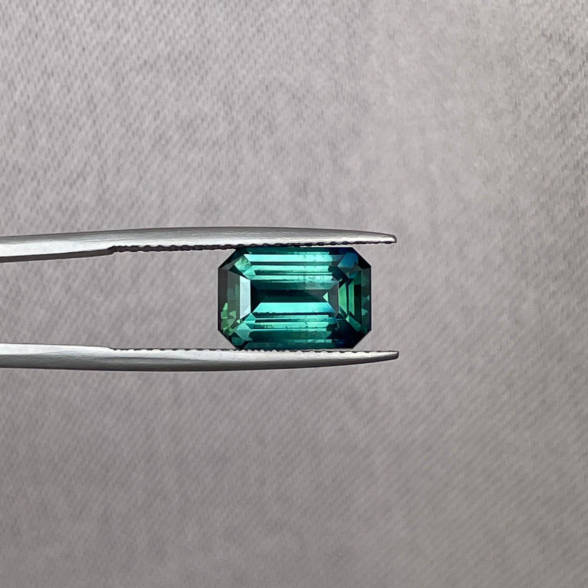 loose teal sapphire emerald radiant cut