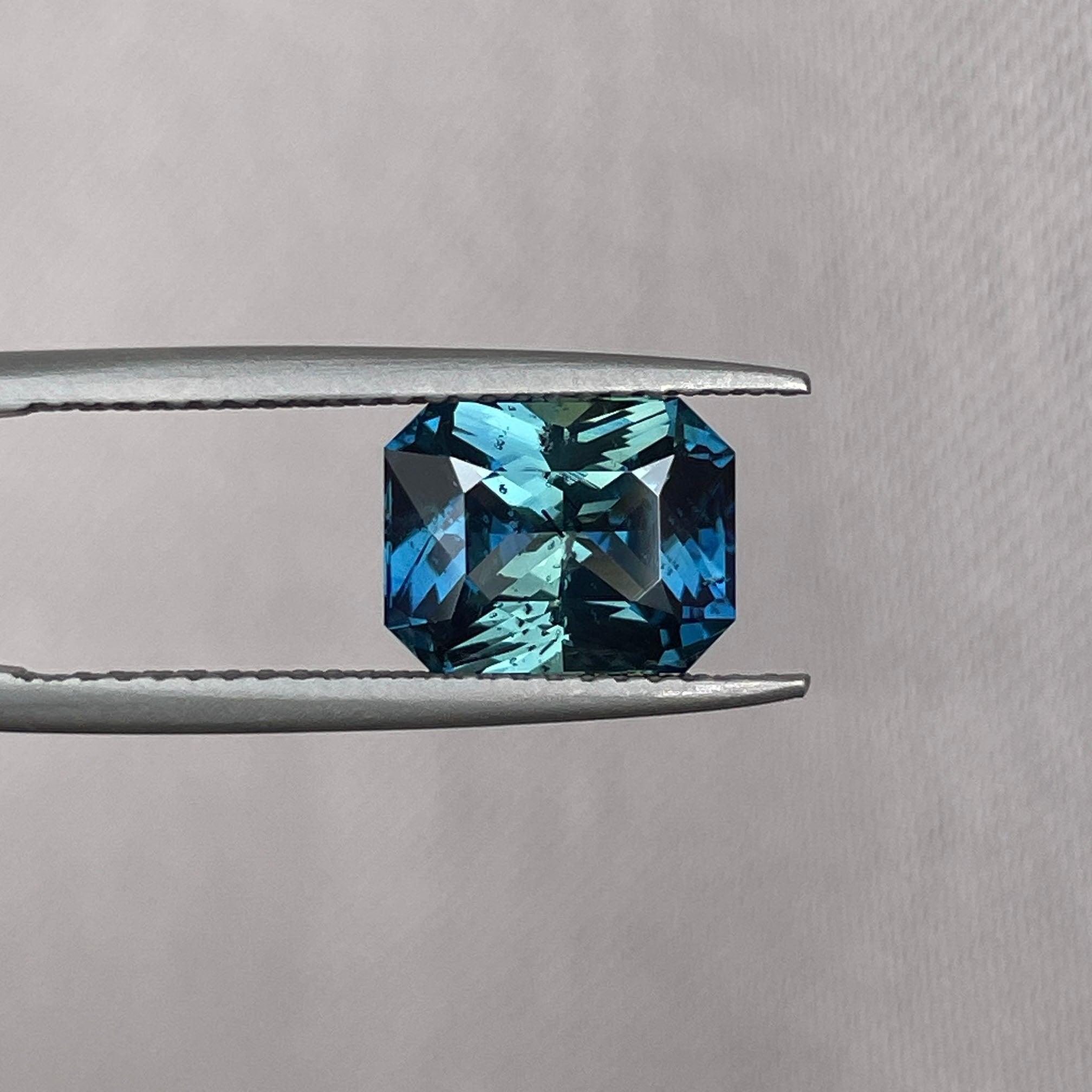loose teal sapphire emerald radiant cut