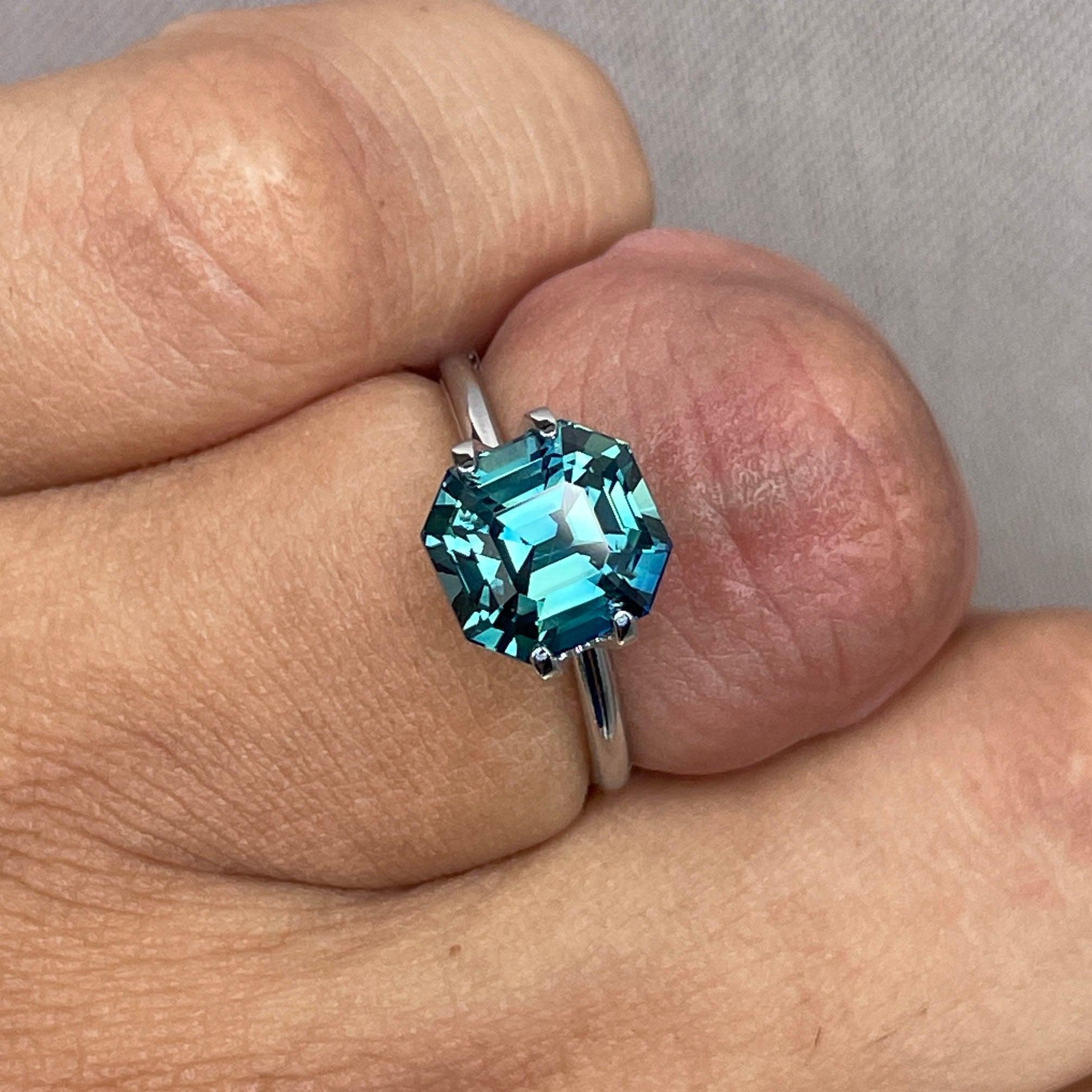 loose teal sapphire emerald radiant cut