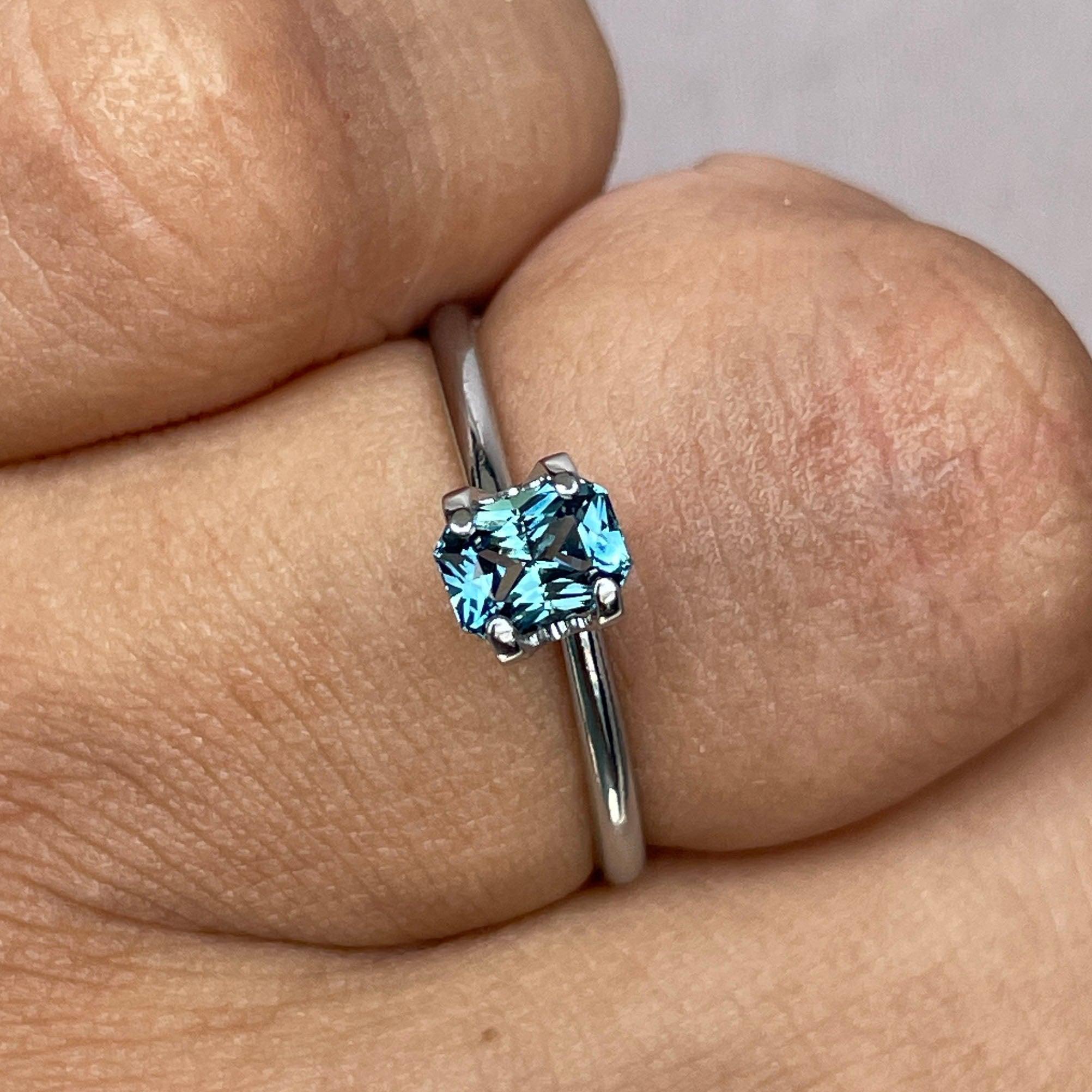 loose teal sapphire emerald radiant cut