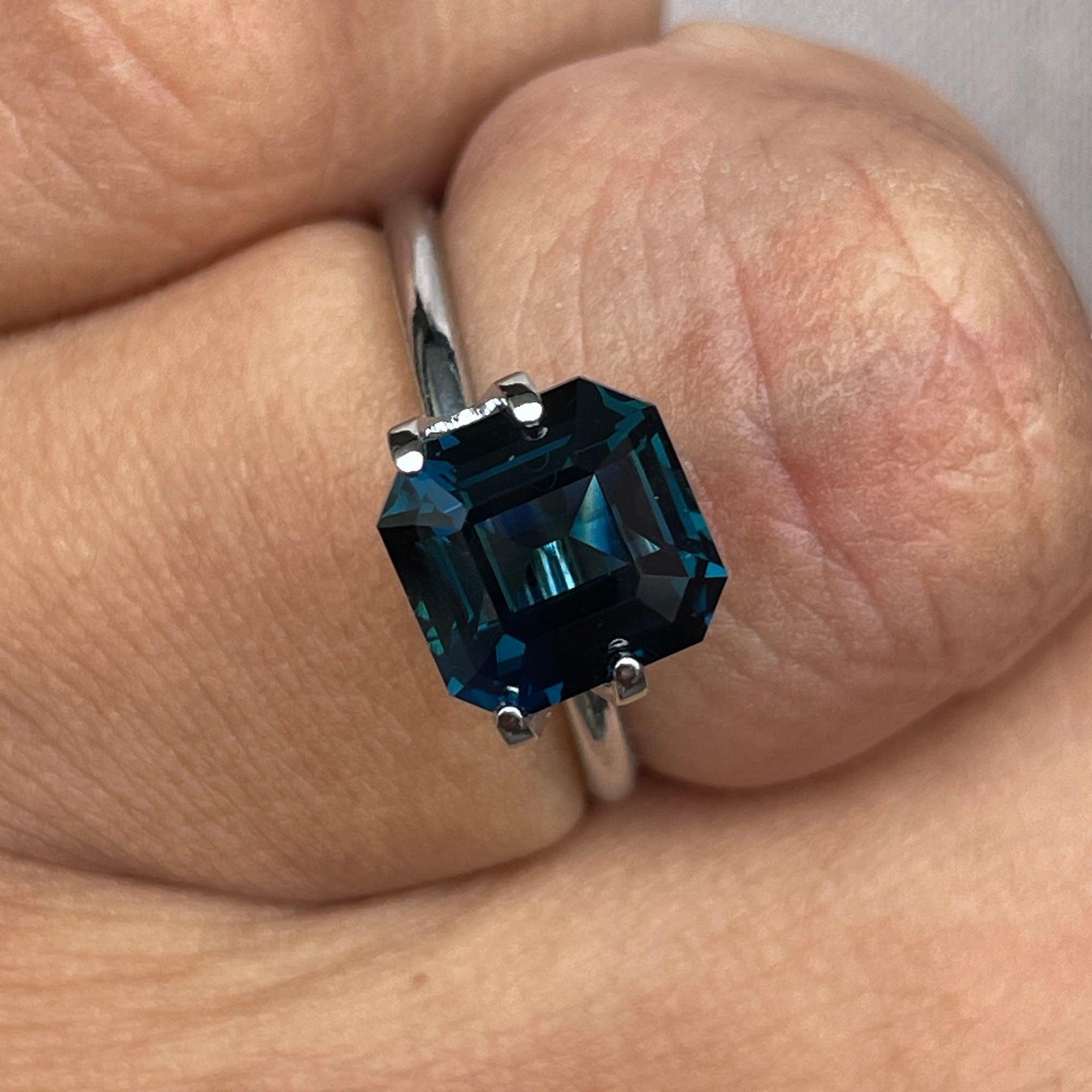 loose teal sapphire emerald radiant cut