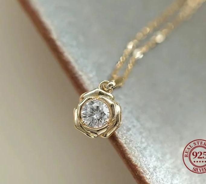 Daily wear Zircon Flower Necklace for Women – Exquisite Jewelry Gift - 925 Sterling Silver Gold Plated - NASHGEMS