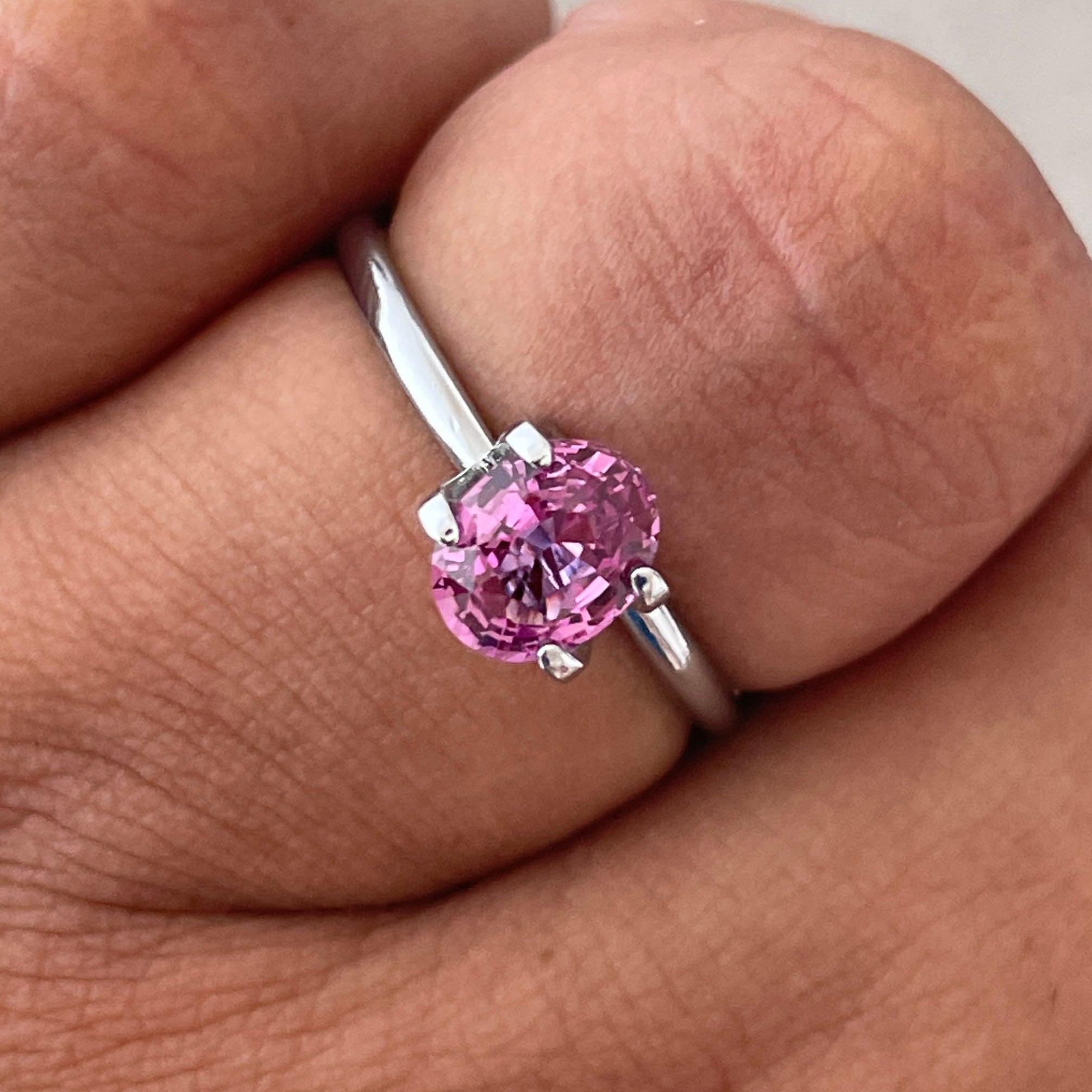 natural pink sapphire engagement ring
