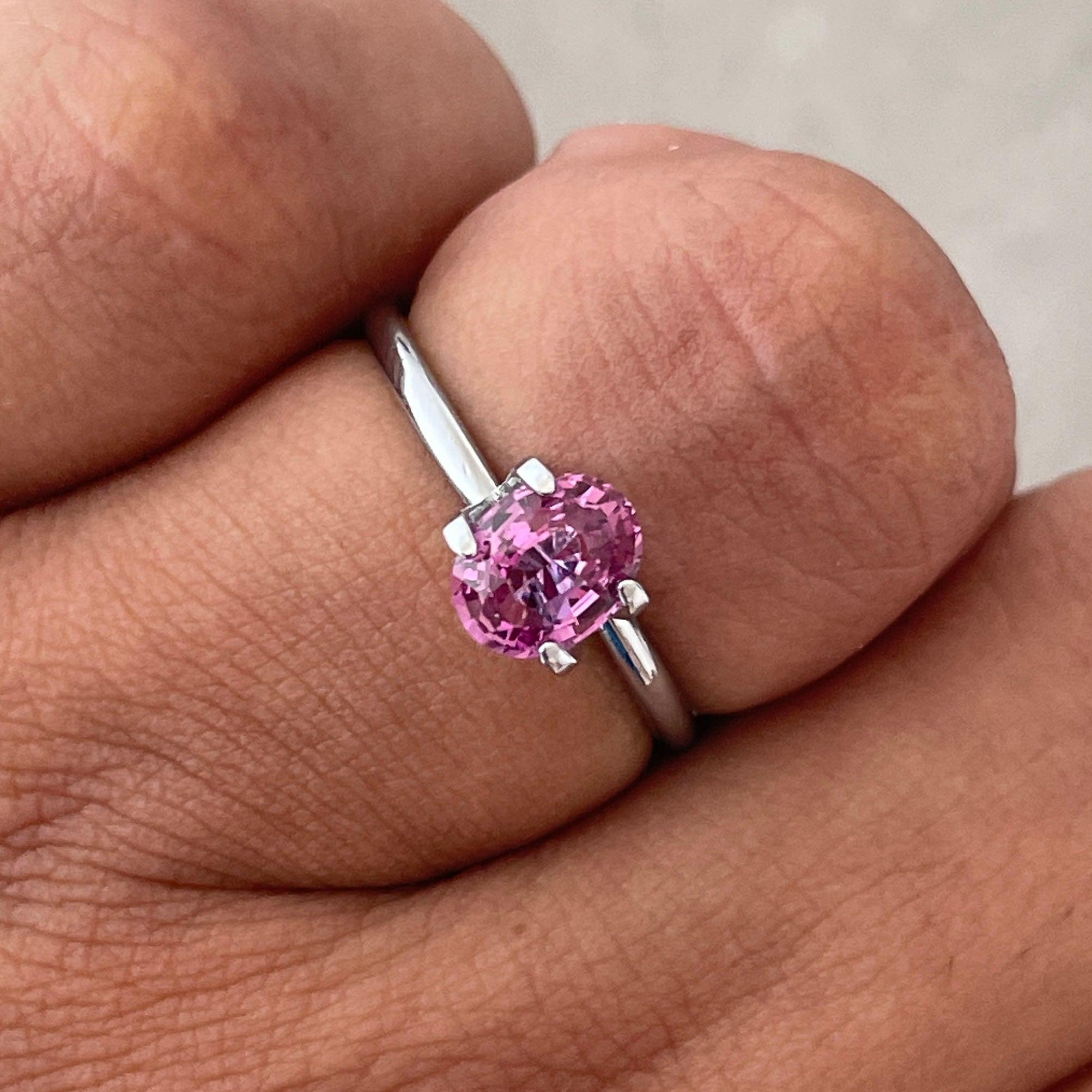 natural pink sapphire engagement ring