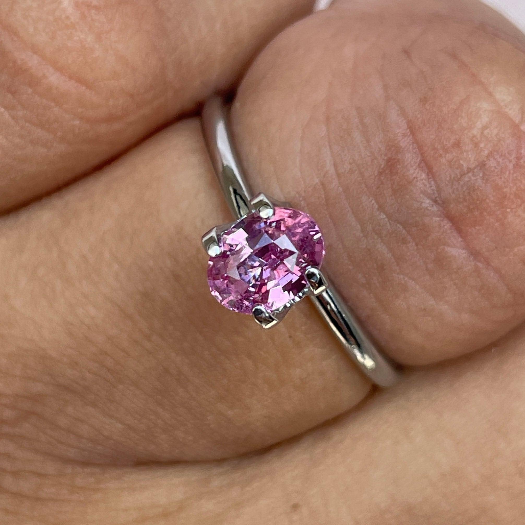 natural pink sapphire engagement ring