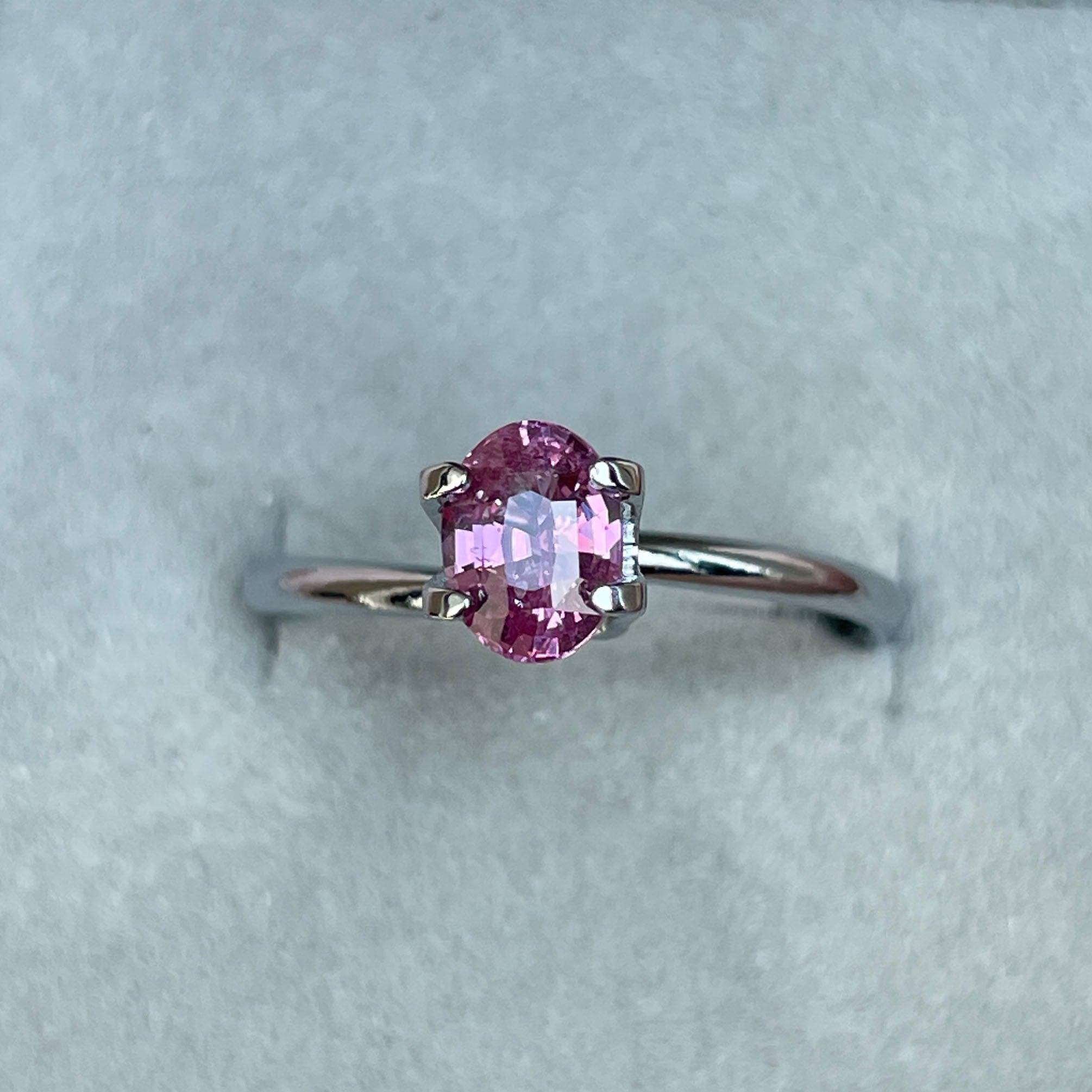 natural pink sapphire engagement ring