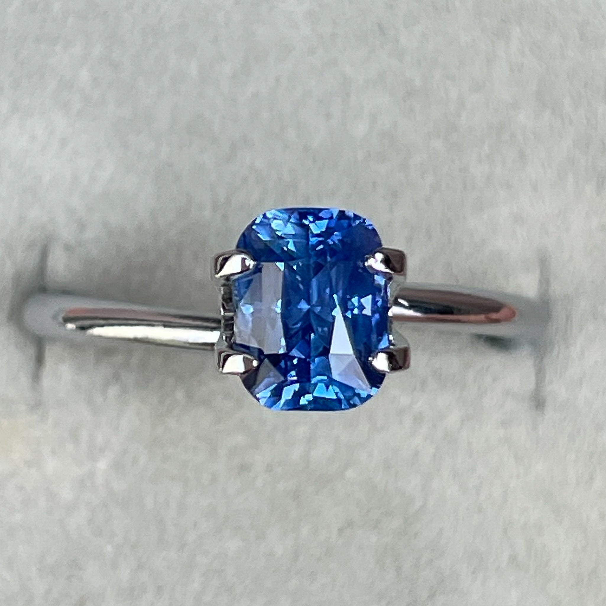 Natural Ceylon Blue Sapphire 1.60 Ct cushion cut, vivid blue loose sapphire for jewelry or engagement rings.