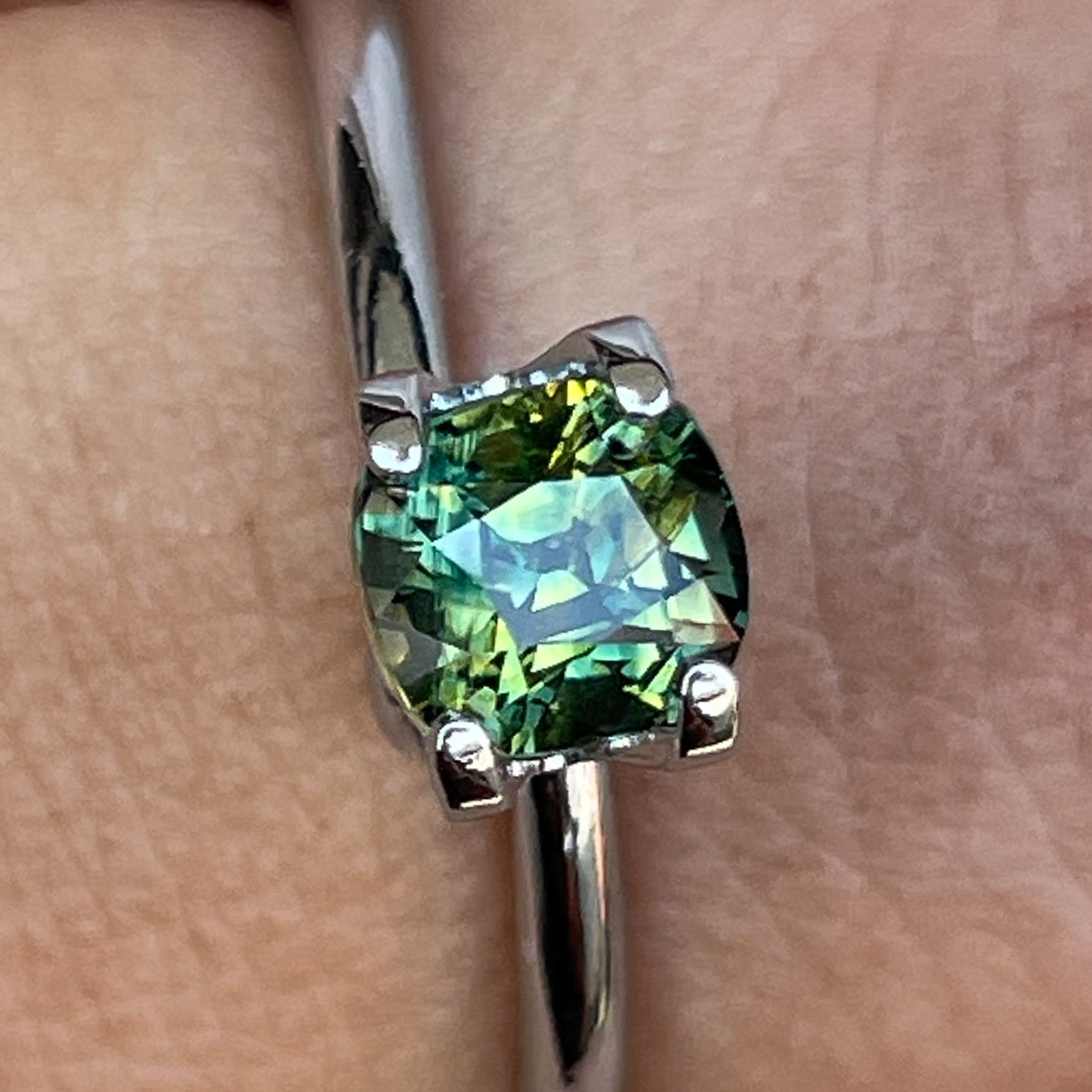 Natural Australian teal Parti Sapphire, 1.10 Ct cushion cut loose gemstone by NASHGEMS, ideal for engagement or custom jewelry.