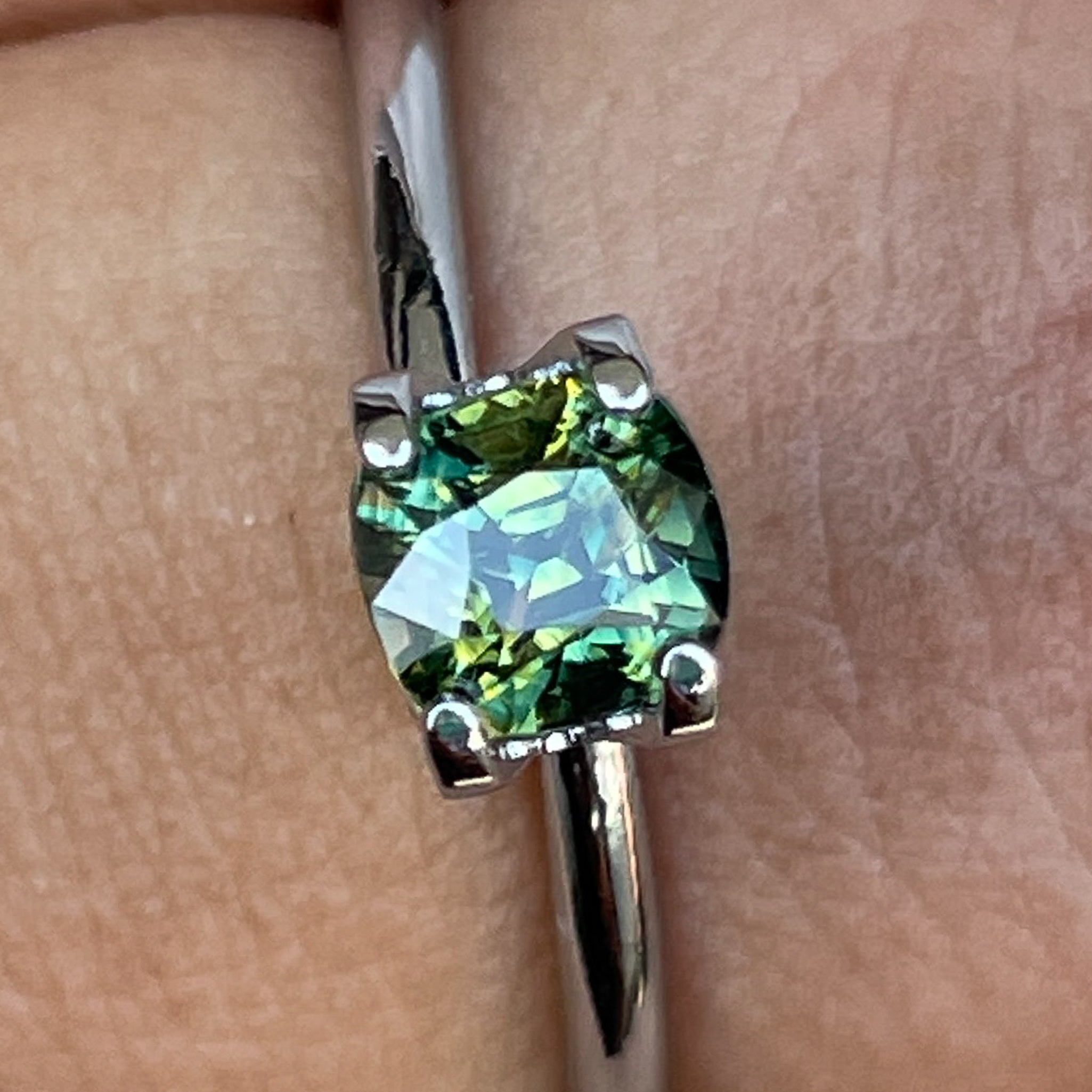 Natural Australian teal Parti Sapphire, 1.10 Ct cushion cut loose gemstone by NASHGEMS, ideal for engagement rings or custom jewelry.
