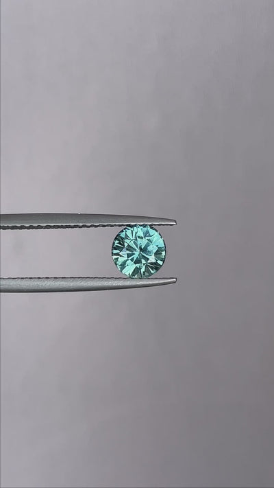 teal blue green parti sapphire round cut gem 