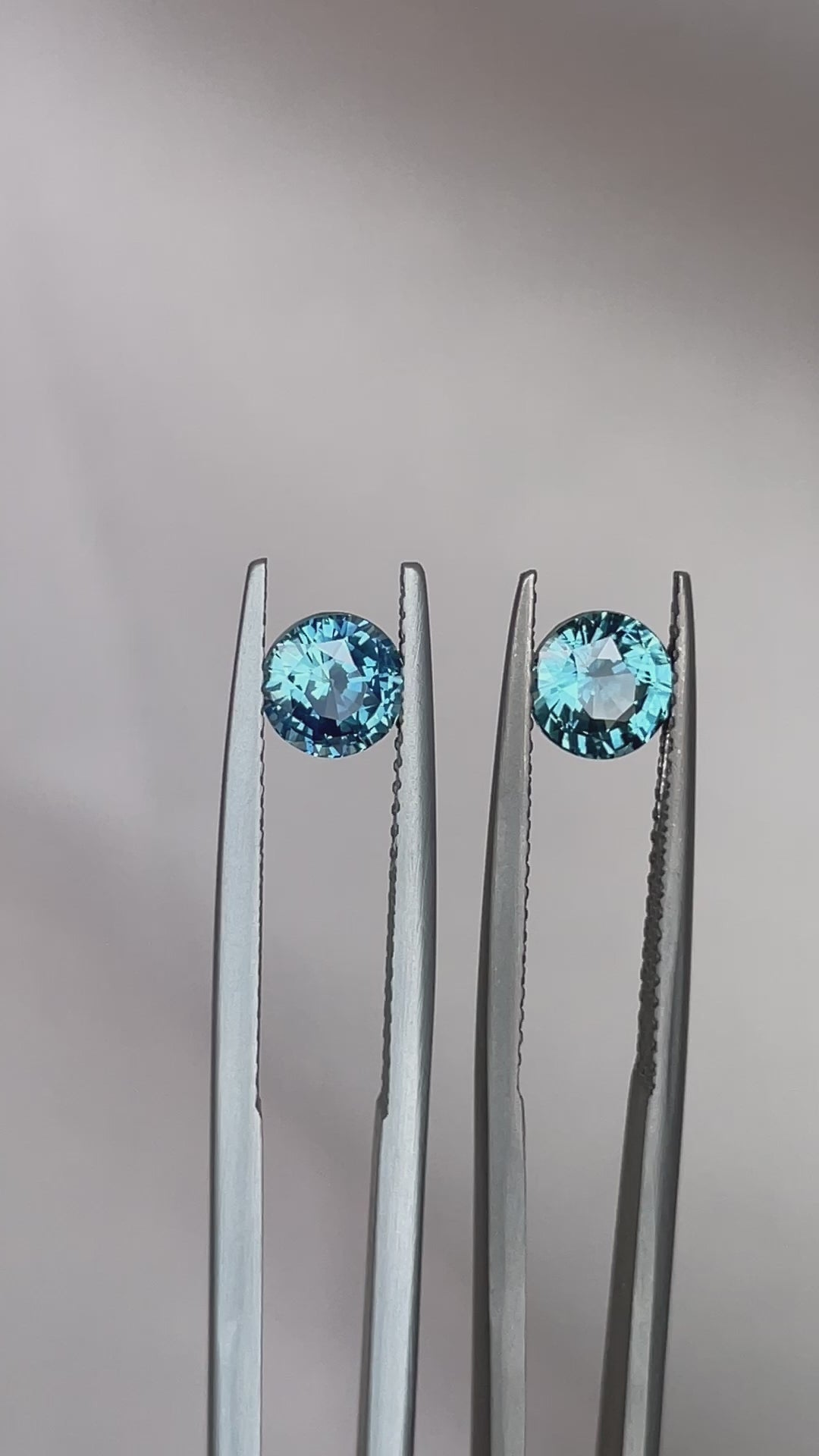 Blue green teal sapphire round pair
