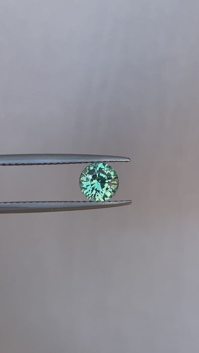 teal blue green parti sapphire round cut gem 