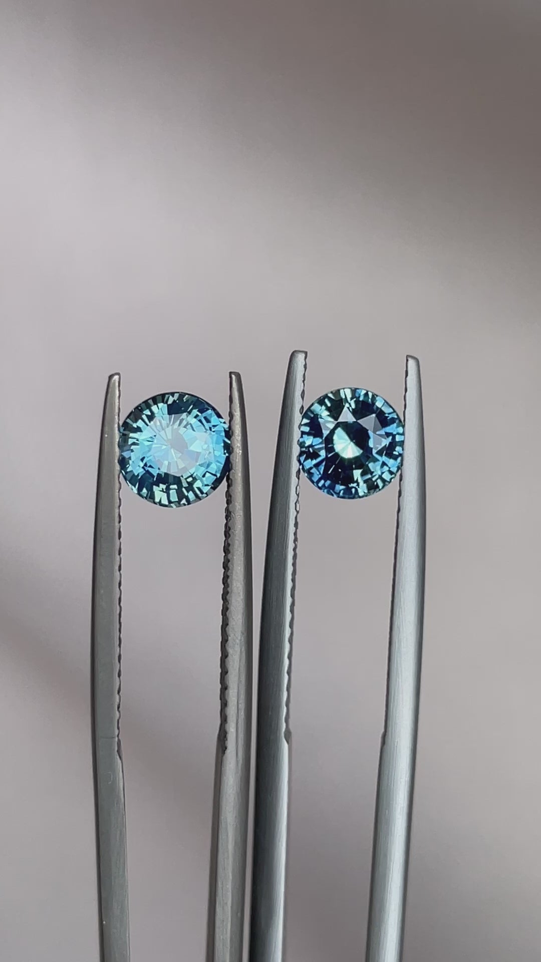 Blue green teal sapphire round pair