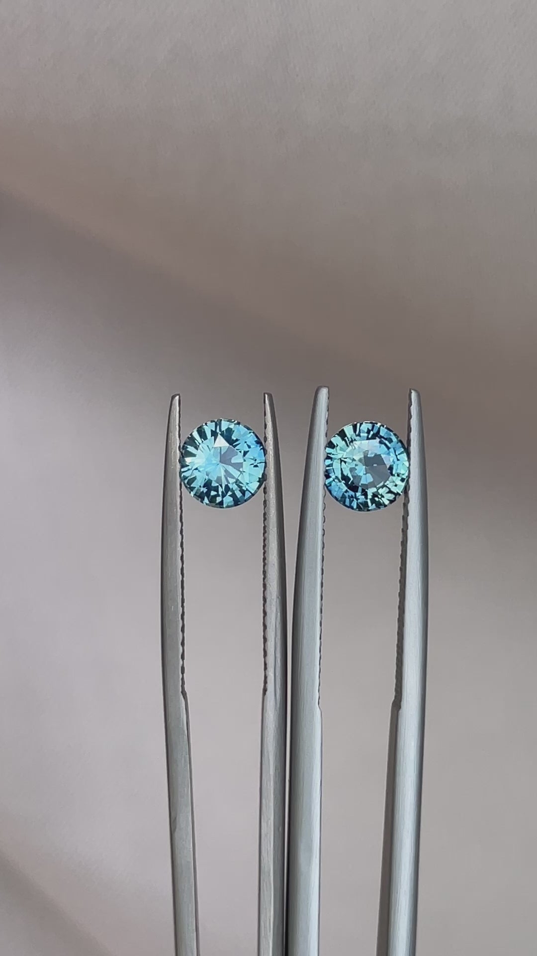 Blue green teal sapphire round pair