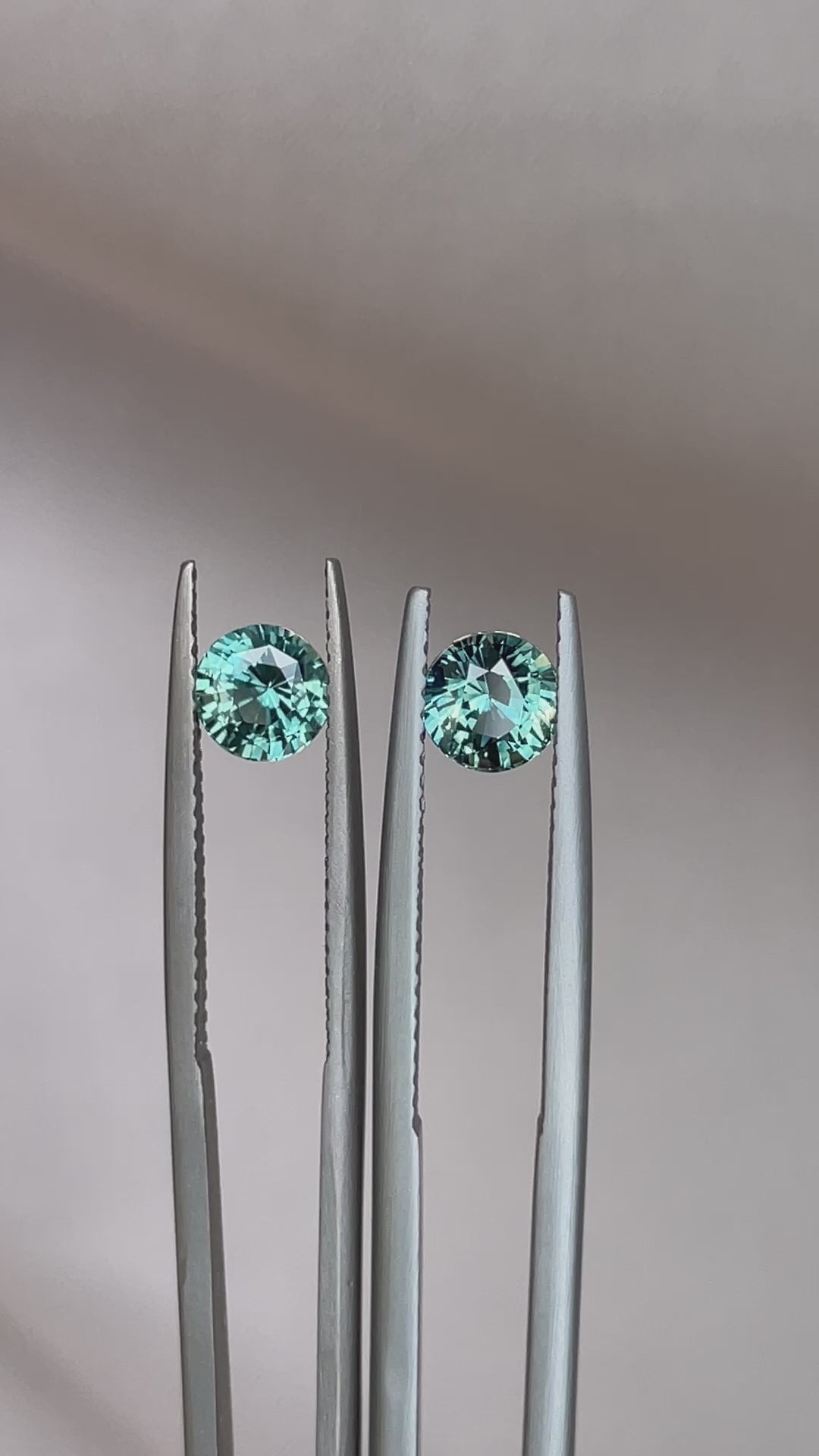 Blue green teal sapphire round pair