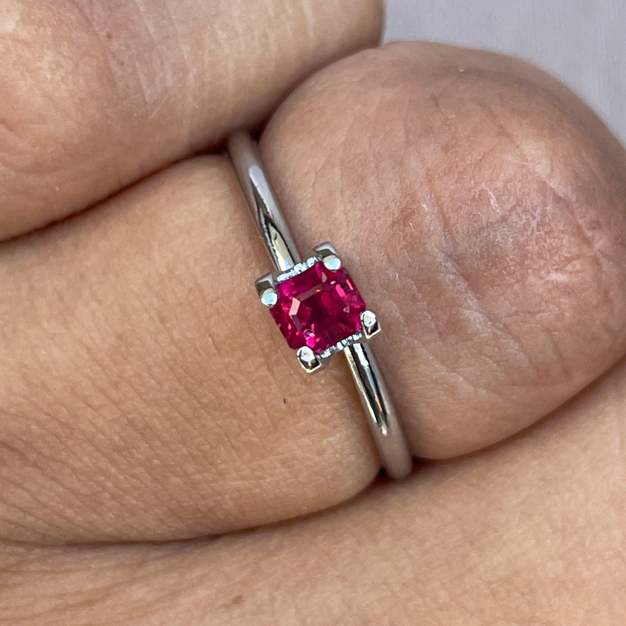 ruby stone ring in silver