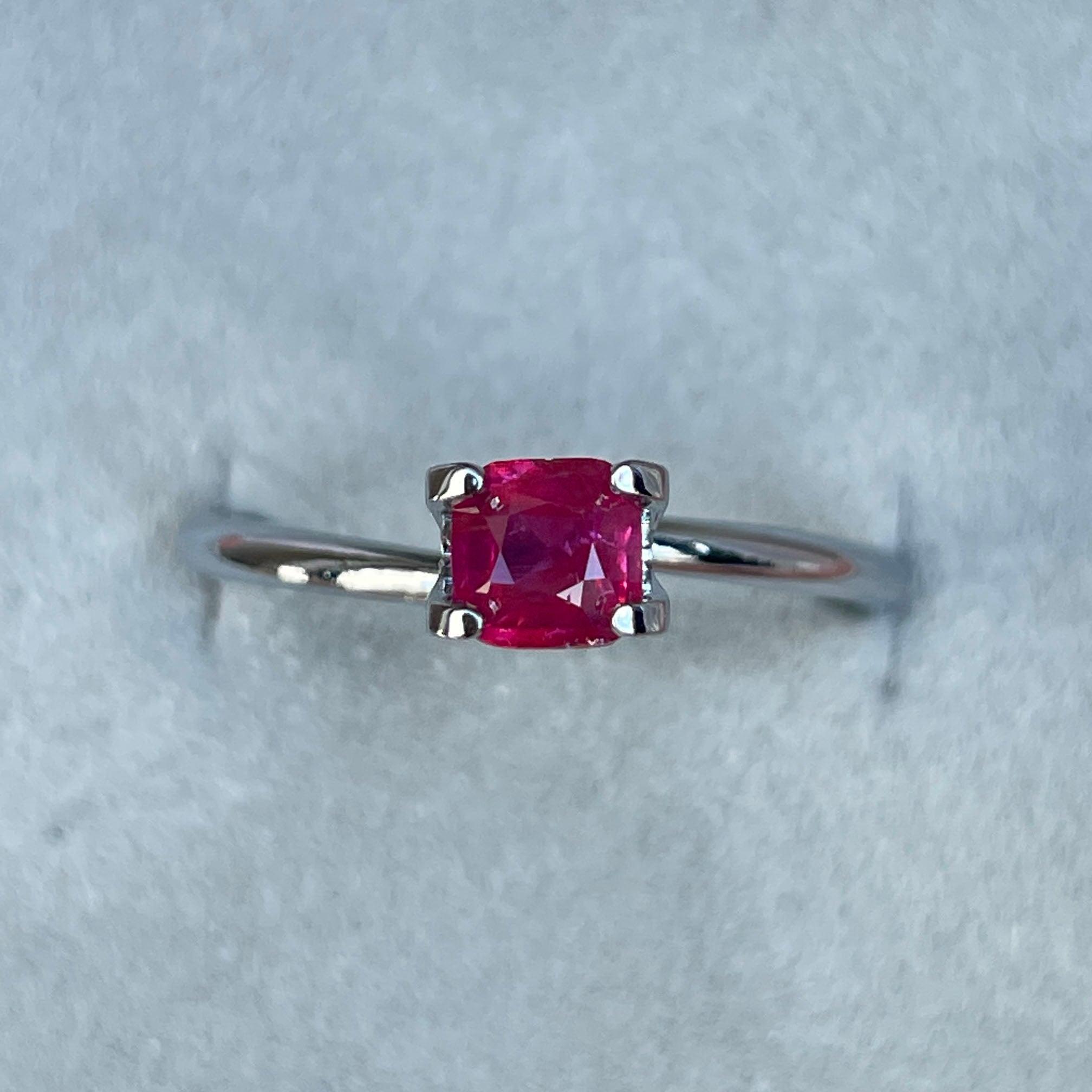 ruby stone ring in silver