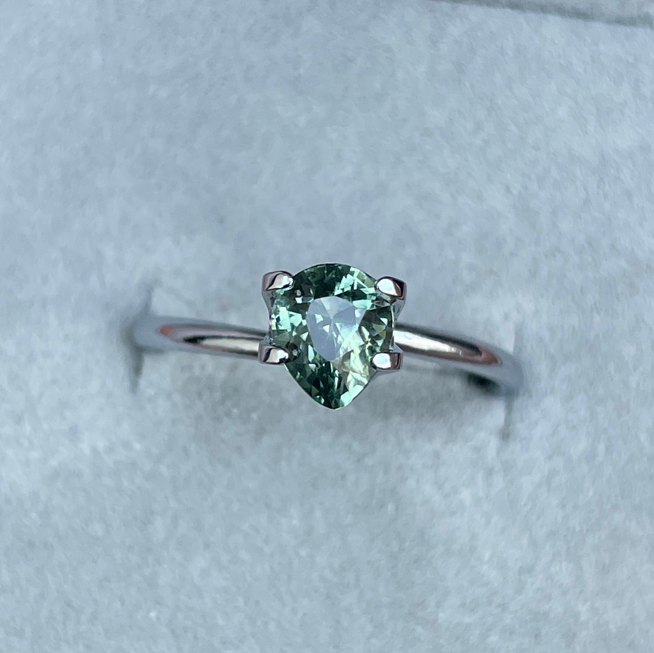 teal blue green parti sapphire pear drop cut gem 