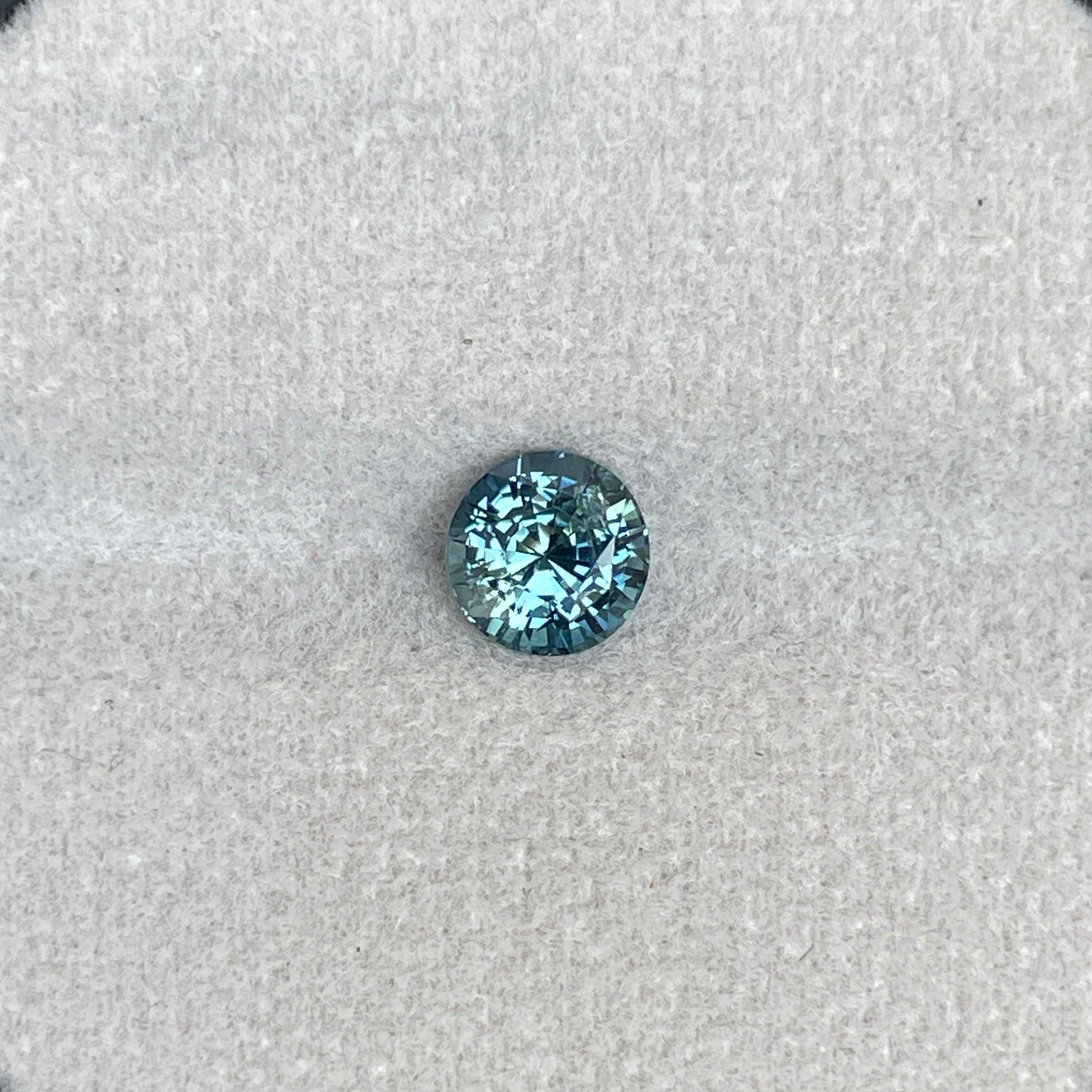 teal blue green parti sapphire round cut gem 