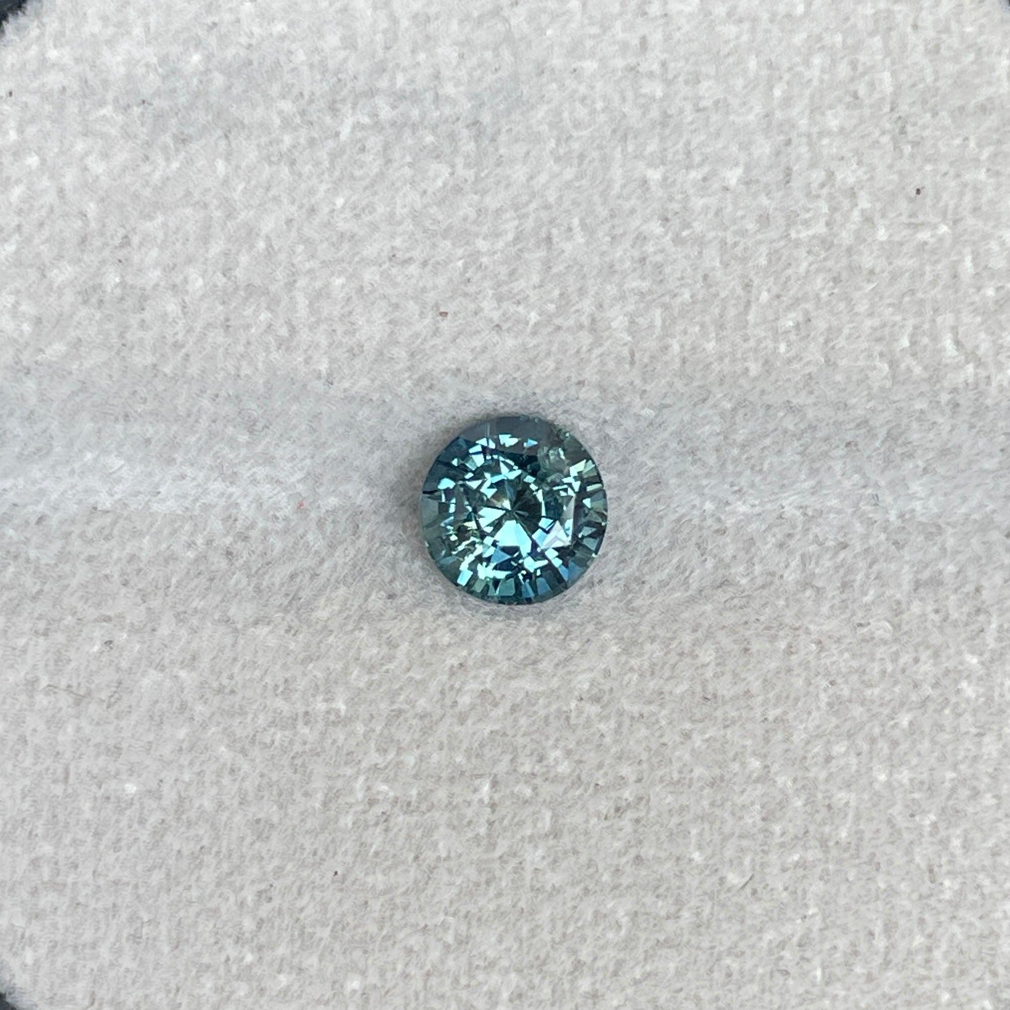 teal blue green parti sapphire round cut gem 