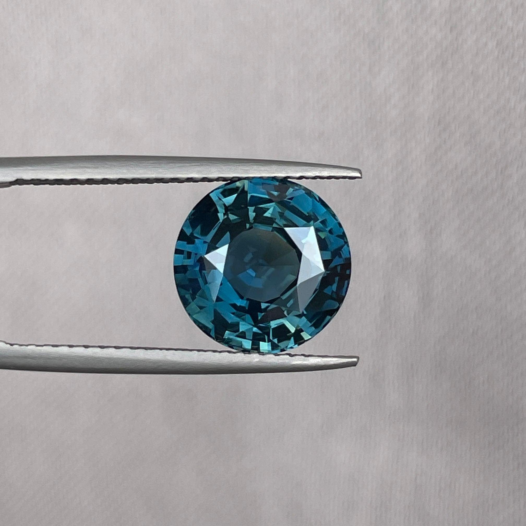 teal blue green parti sapphire round cut gem 