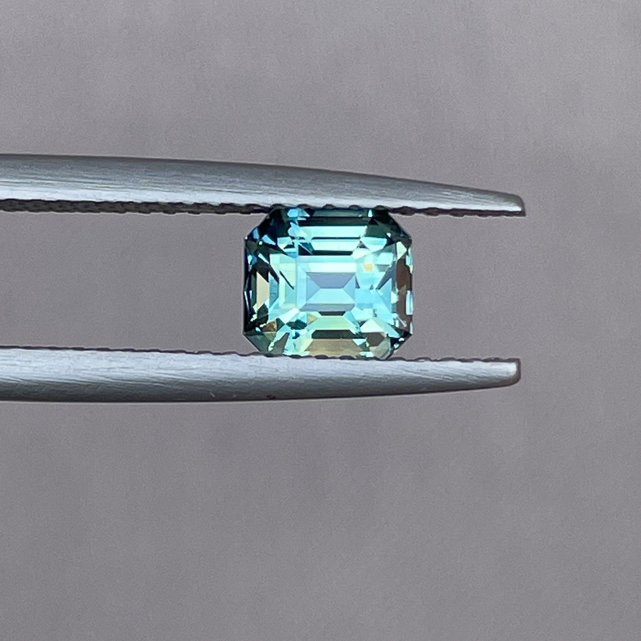 Teal green sapphire loose gemstone, emerald cut, 1.36 Ct, natural no-heat sapphire by NASHGEMS for jewelry making.