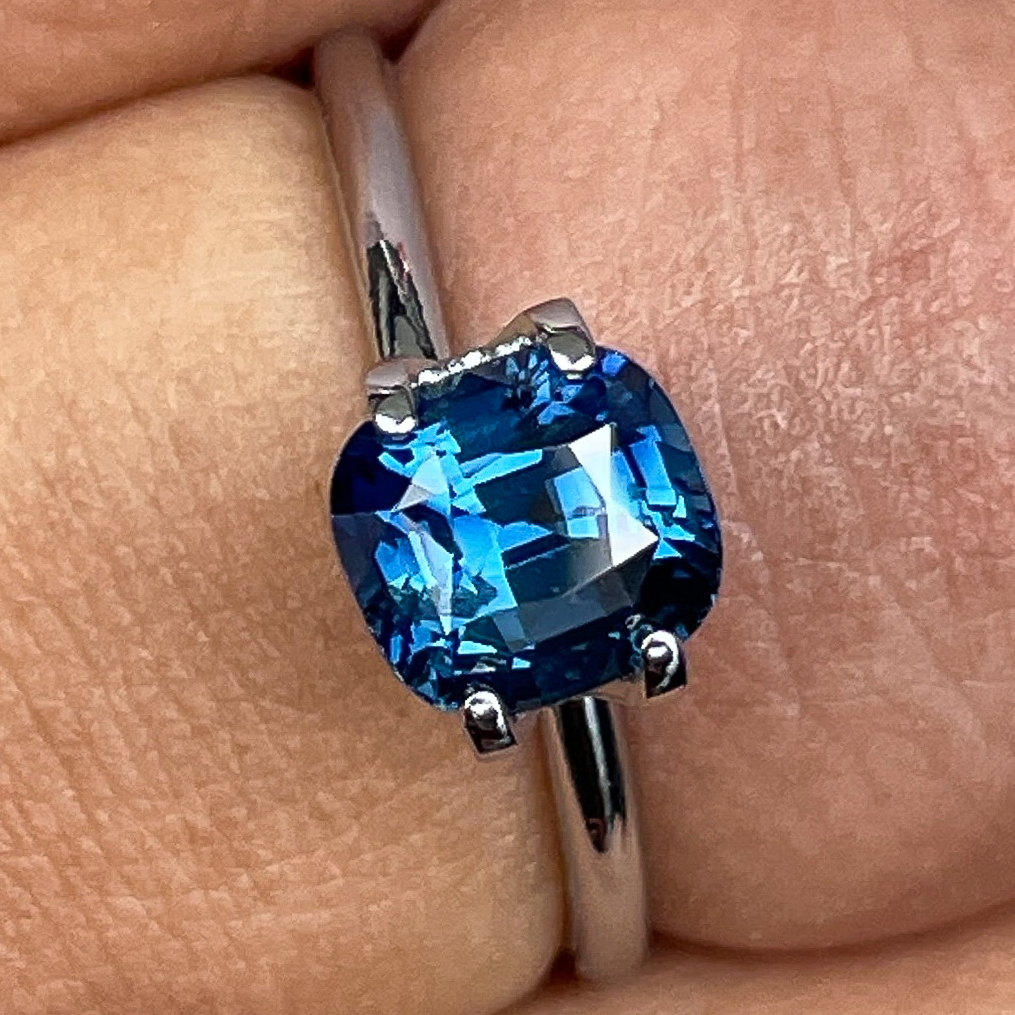 Natural teal blue sapphire loose gemstone, 2.07 Ct cushion cut by NASHGEMS, suitable for engagement rings or custom jewelry.