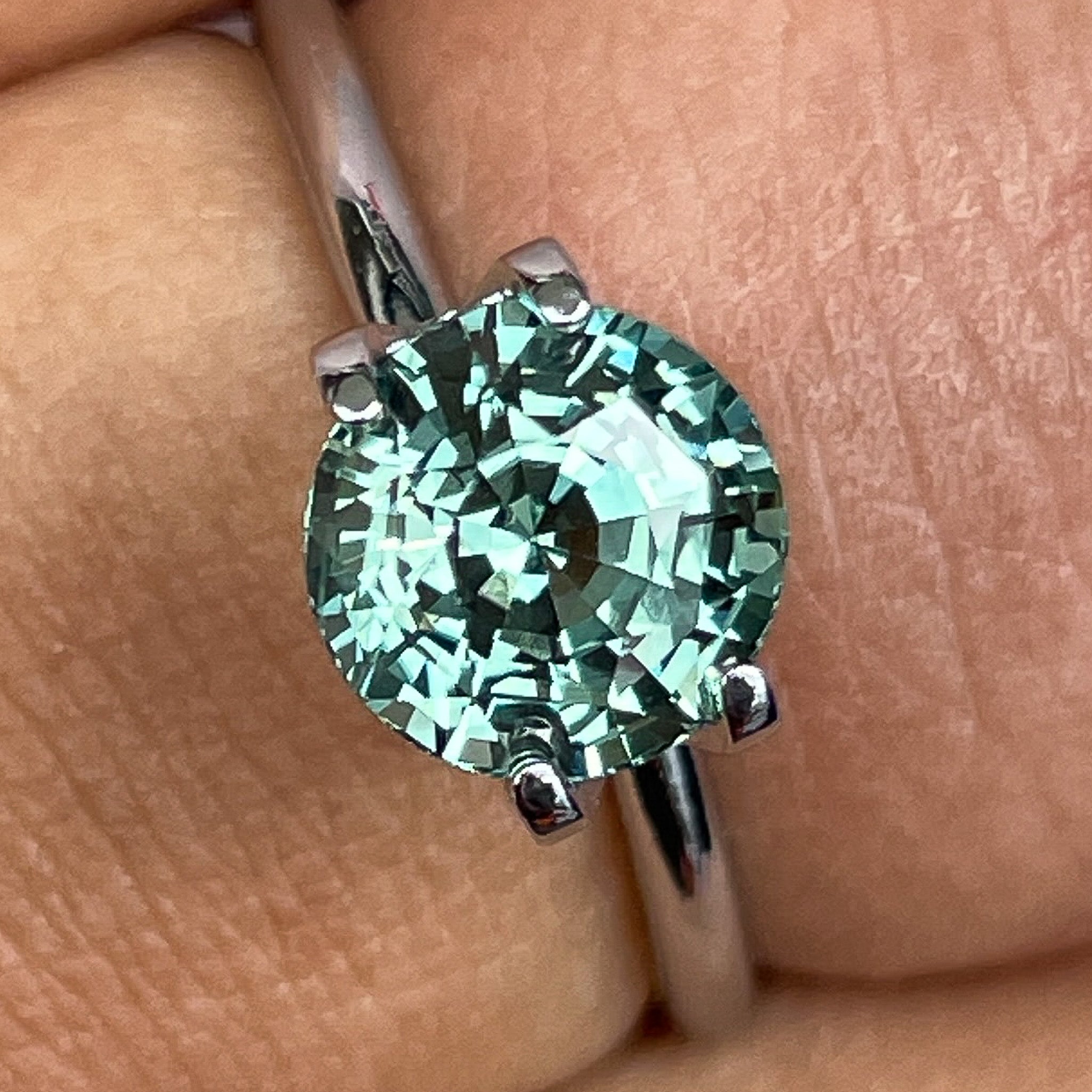 Natural green sapphire, 2.50 Ct round cut teal gemstone by NASHGEMS, loose for engagement or custom jewelry.