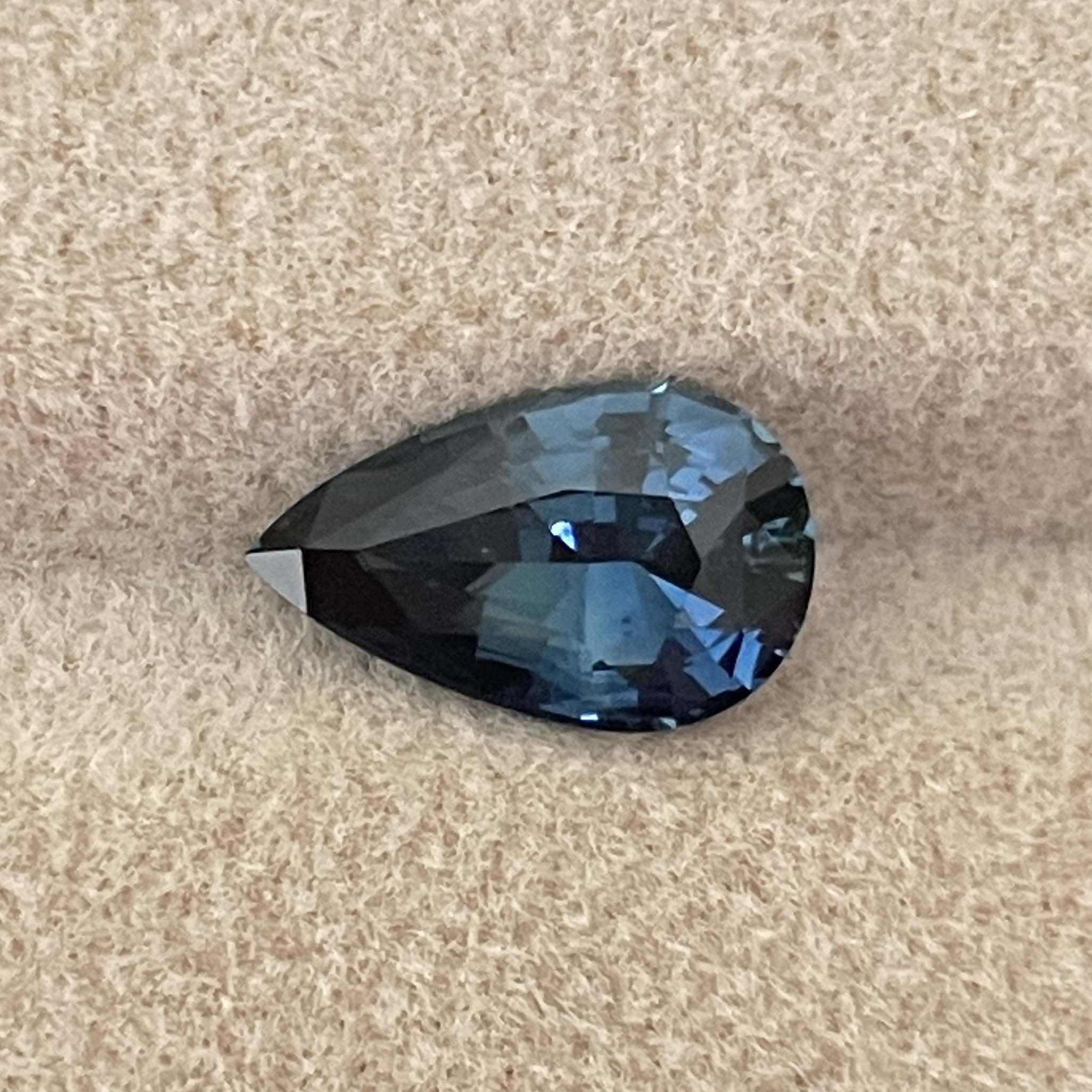 teal blue green parti sapphire pear drop cut gem 2.15 crt. Custom oval sapphire loose stone engagement wedding rings gifts for women, mom and her. - NASHGEMS