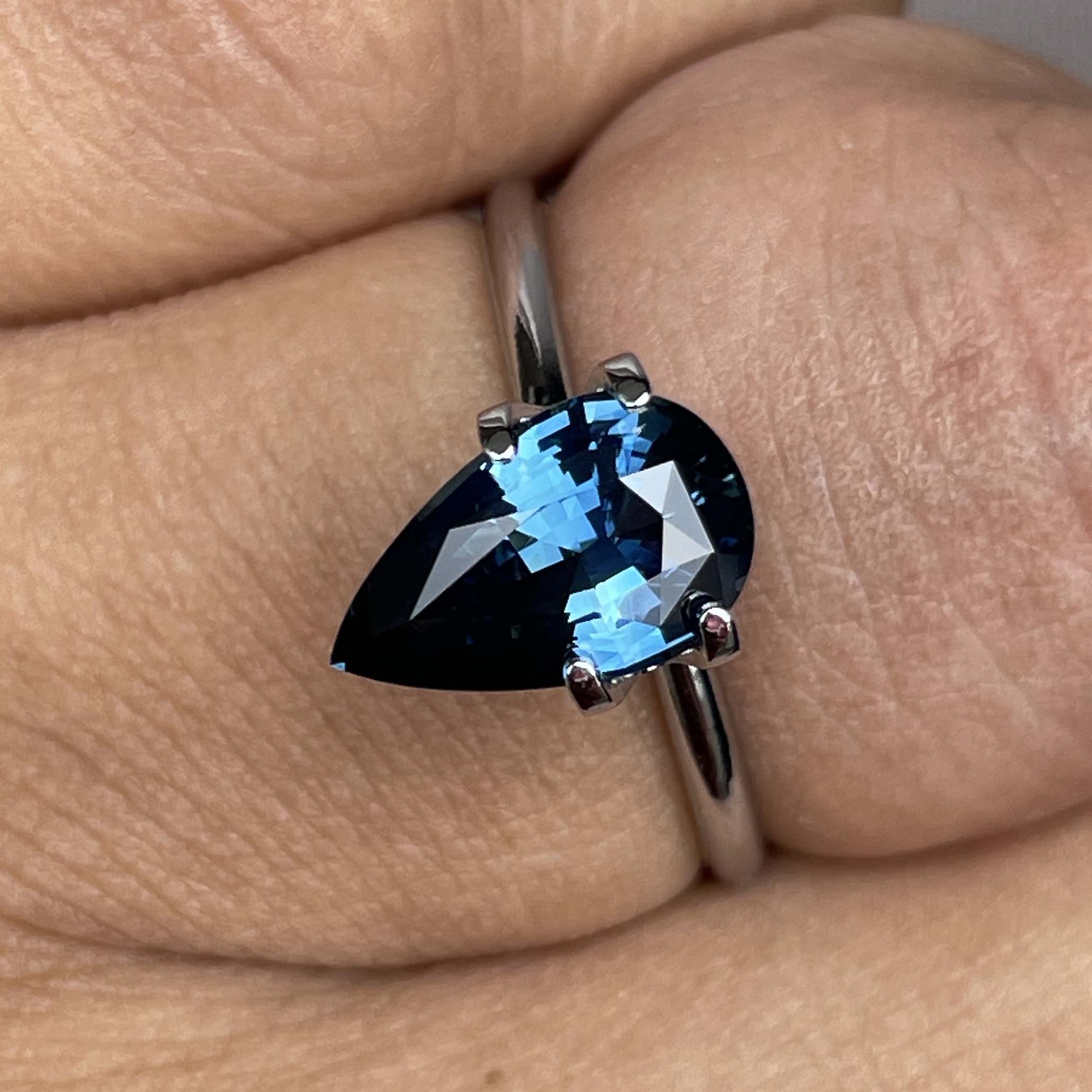 Teal blue-green sapphire pear-shaped loose gemstone, 2.15 ct, from NASHGEMS, ideal for engagement or wedding rings and gifts.