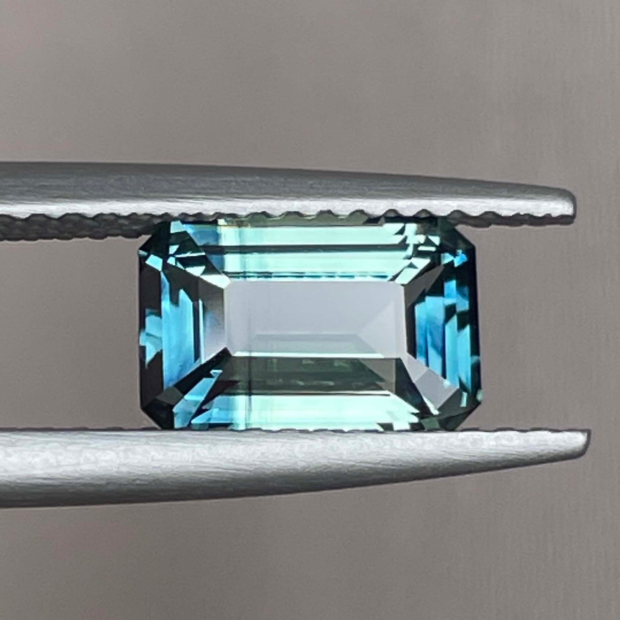 Teal sapphire loose gemstone, 2.07 Ct emerald cut, no heat blue-green sapphire by NASHGEMS, suitable for engagement rings.