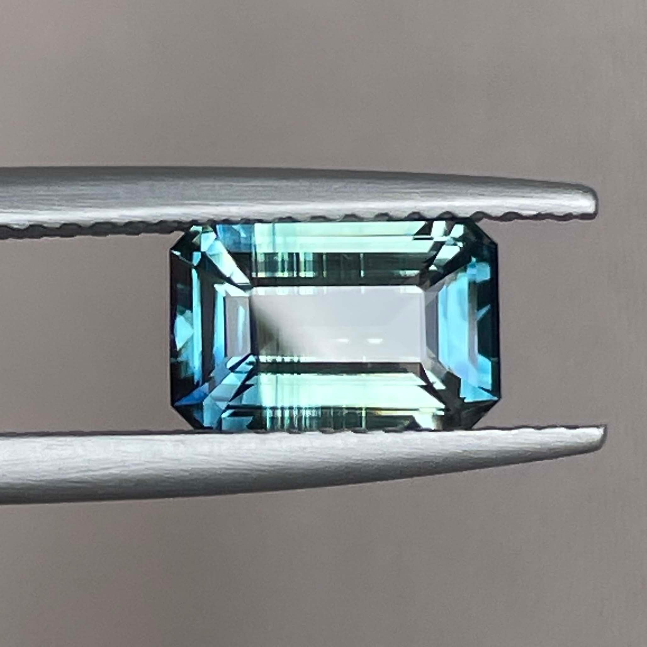Teal natural bi-color sapphire, 2.07 Ct emerald cut, no heat, blue-green gemstone for engagement rings by NASHGEMS.