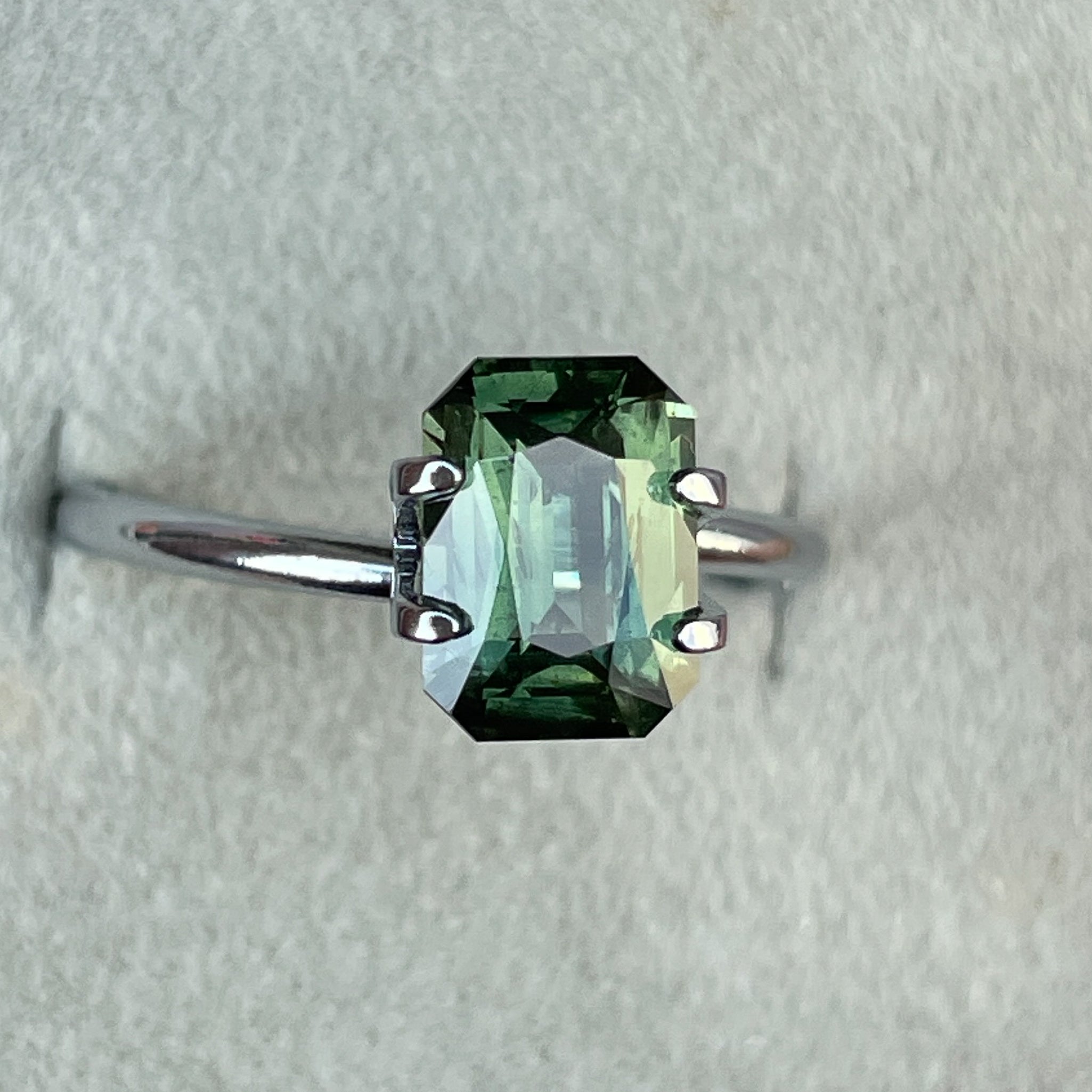 Teal green sapphire 2.36 Ct radiant cut, heat treated loose gemstone for jewelry or engagement rings by NASHGEMS.