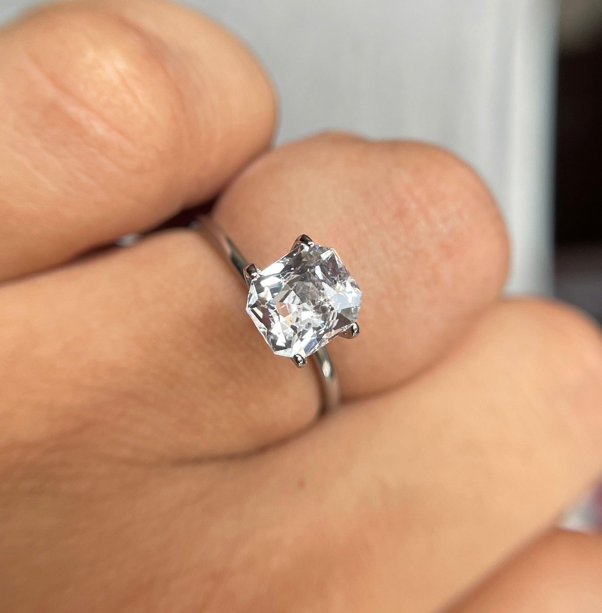 2.35 crt White Sapphire/ / OFF white sapphire/ White theme/ White favourite/ White sapphire ring/ custom ring/ Engagement Ring/ Diamond alt